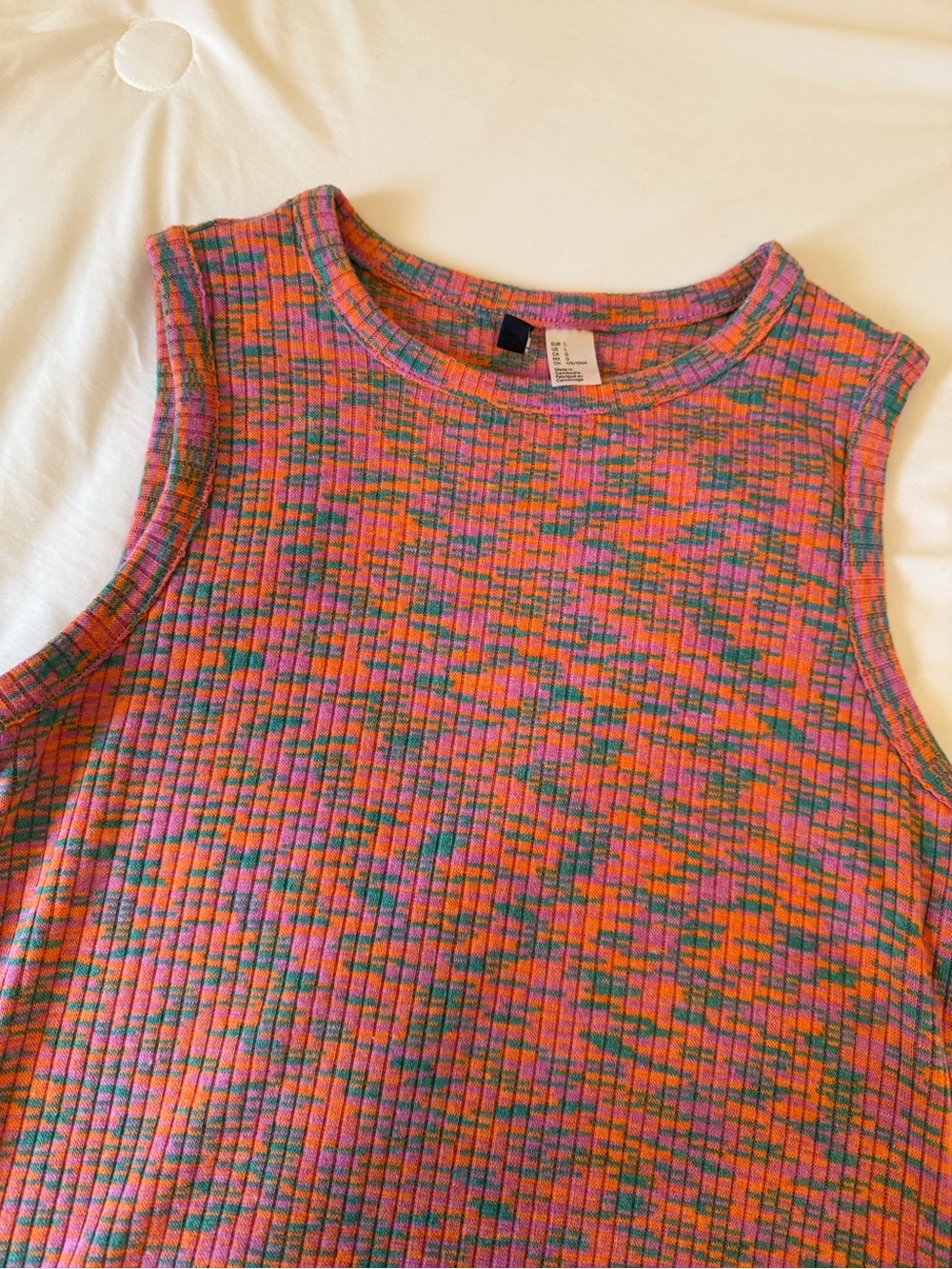 Divided Ribbed Mini Dress in Pink Multi - Picture 2 of 3
